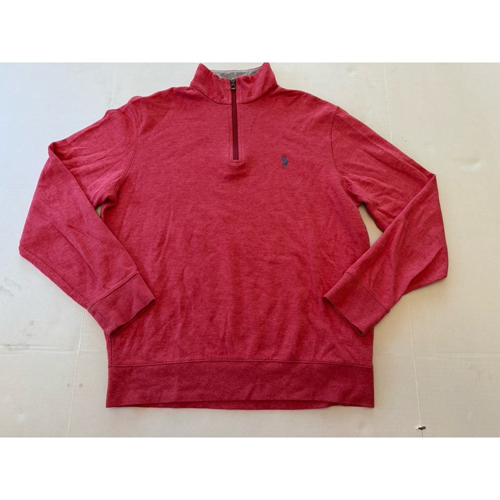 Polo Ralph Lauren Red Long Sleeve 1/4 Zip Pullover Sweater - Men's Medium